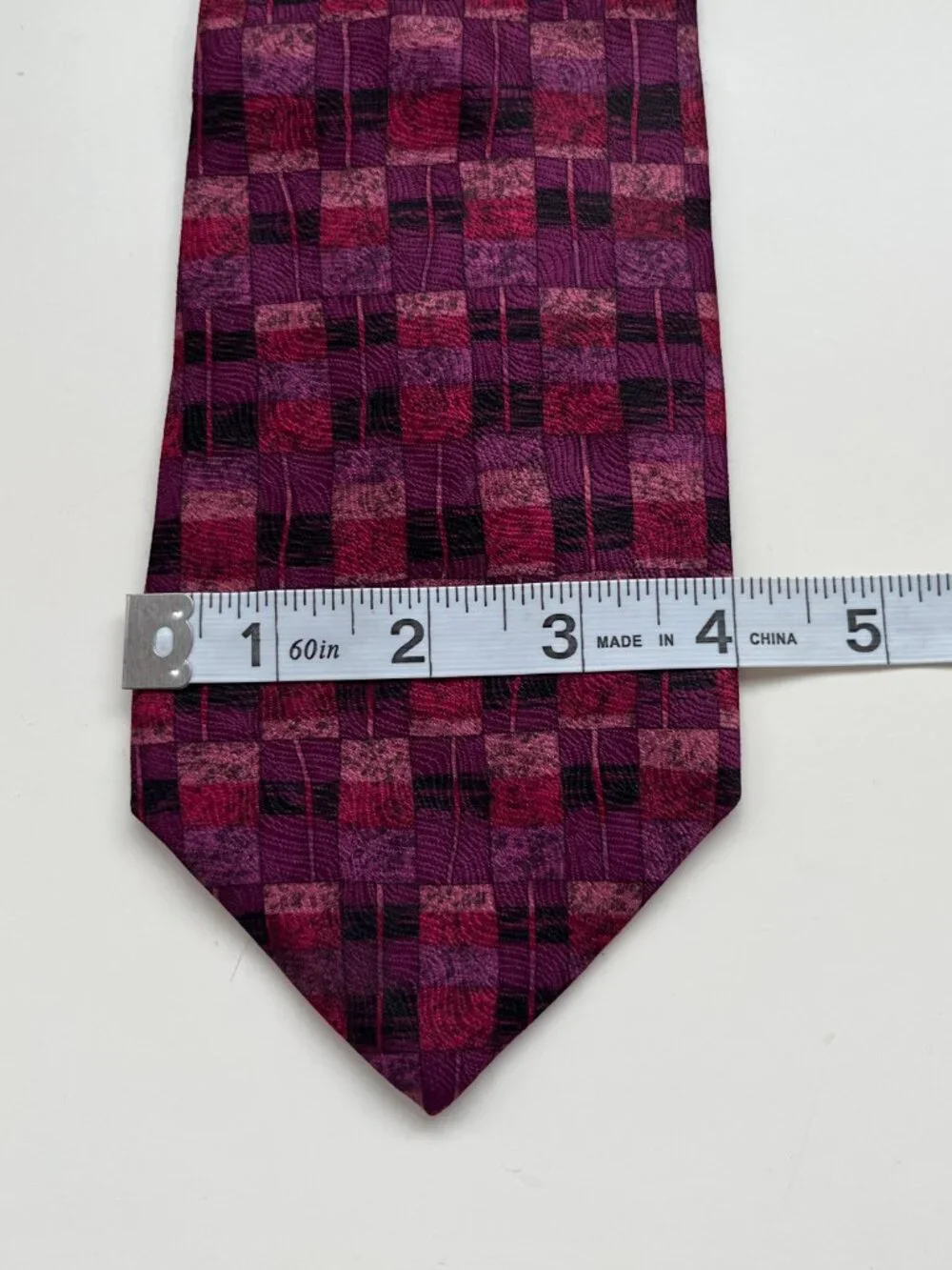 Alfani Purple Pink Print Silk Tie 80s 90s retro artsy vintage colorful geometric